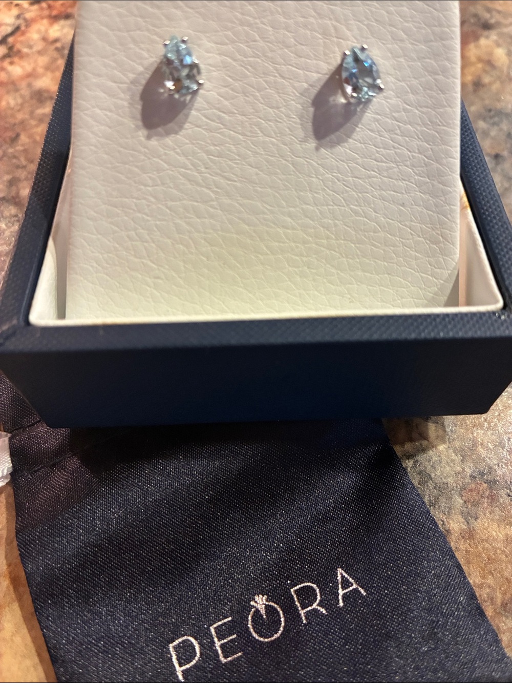 PEORA Teardrop Aquamarine Earrings with certificate of authenticity